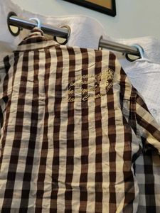 Men's Brown Gingham Checkered Shirt