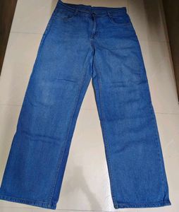 Blue Denim Wide Leg Jeans
