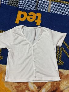 Casual White Button-Down Top