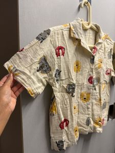 Cream Animal Print Coord Set (with shorts)