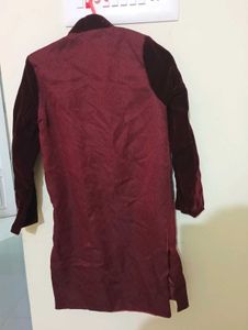 Burgundy Velvet Sherwani - Size M