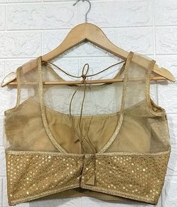 Gold Sequined Net Blouse
