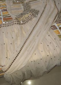 Golden beige ready to wear saree with blouse