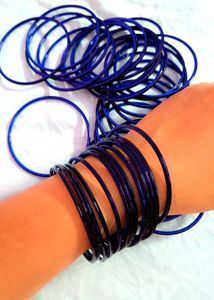 Blue Glass Bangles - Set of Many!