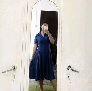 Chic Blue Denim Midi Dress