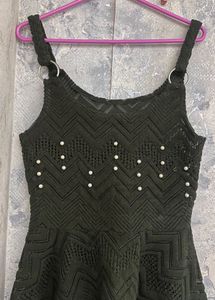 Chic Chevron Knit Top with Pearls