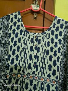 Blue &amp; White Printed Kurta