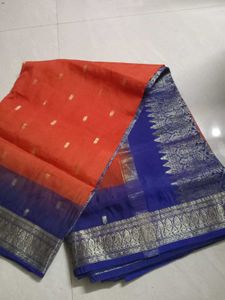 Beautiful Orange & Blue Saree