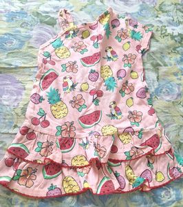 Cute Fruit Print One-Shoulder Dress
