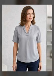 Elegant Grey Short Sleeve Top
