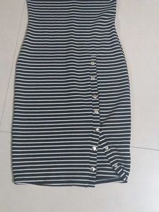 Striped Midi Dress with Button Detail