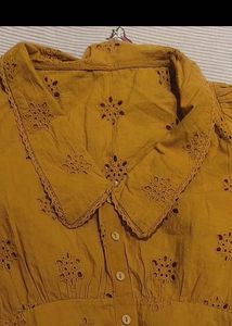 Mustard Floral Embroidered Top