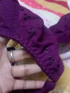 Purple Embroidered Bra