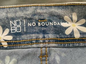 Daisy Print Denim Shorts