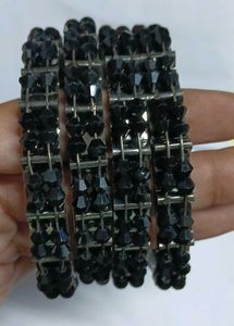 Set of 4 Black Beaded Bangles