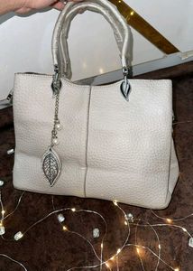Chic White Leather Tote Bag