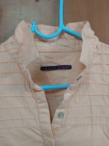 Peach Button-Up Collared Shirt