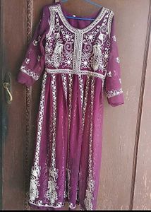Elegant Purple Embroidered Gown