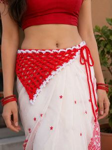Handmade Red & White Crochet waist bandana