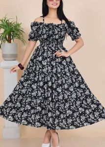 Black Floral Off-Shoulder Dress