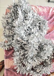 Silver Tinsel Garland For Christmas Decorations