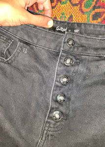 Women's Black Button-Fly Jeans