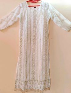 Moon White Color Georgette Sequence Kurta Set