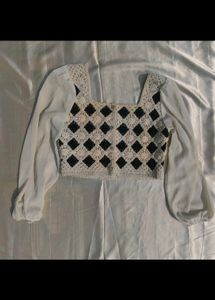 Crochet Crop Blouse with Puff Sleeves