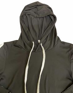 Black Gym Cropped Hoodie with White Stripes