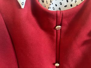 Cute Red  Winter Pinafore Dress with White Top