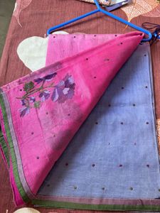 vintage half Pink Floral Print Saree