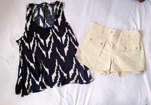 Khaki Cargo Shorts With Beautiful Tank Top