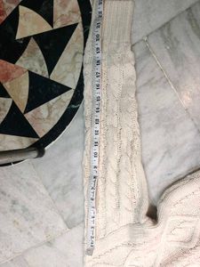 Cream Cable Knit Zip-Up Sweater