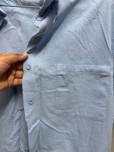 Light Blue Button-Down Shirt with shorts