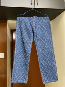 Diamond Pattern Denim Jeans