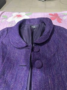 Floral Embroidered Purple Coat