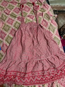 Red Gingham Ruffle Dress