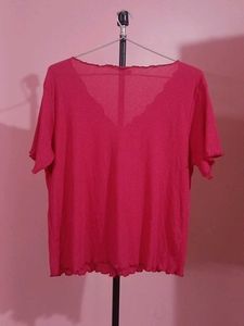 Cute Pink Button-Up Cropped Top