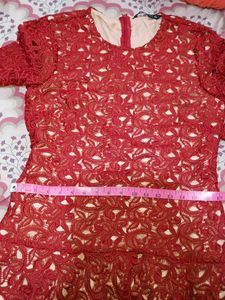 Zara Maroon Lace Dress