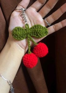 Crocheted Cherry Keychain