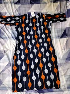 Brand new Navy Blue, Orange &amp; Grey kurti