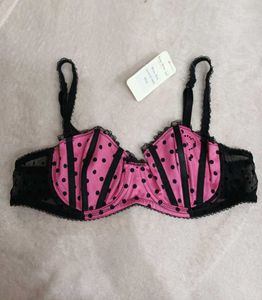 Pink Black Polka Dot Bra