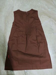 Brand new cotton frock denim feel with contrast bow with zip closure at the side and button at the back
