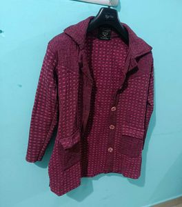 Burgundy Knit Coat
