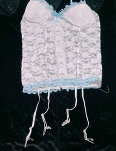 Very Beautiful Net Sexy White Blue Lace Corset