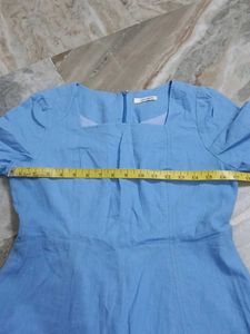 Light Blue A-Line Short Sleeve Dress