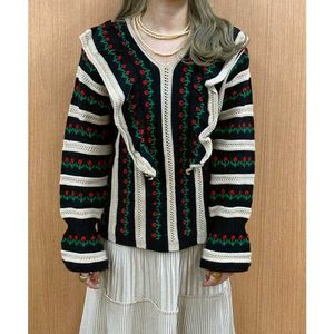 Floral Striped Knit Sweater