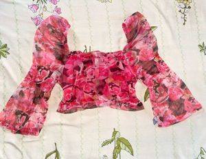 Floral Print Sheer Blouse