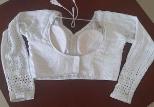 Elegant White Embroidered Hakoba Blouse