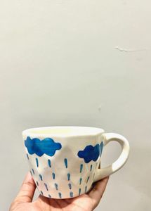 Aesthetic Handcrafted Blue Cloud Ceramic Mug with